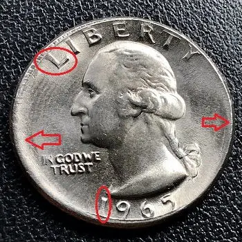 Washington quarter dollar 1965 broad struck