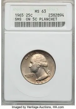 expensive quarters 1965 5C planchet