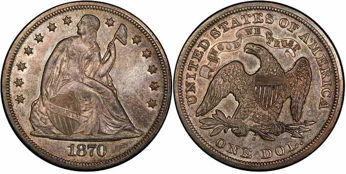 1870 dollar Liberty seated